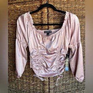 Silky, pink ruched top. New
